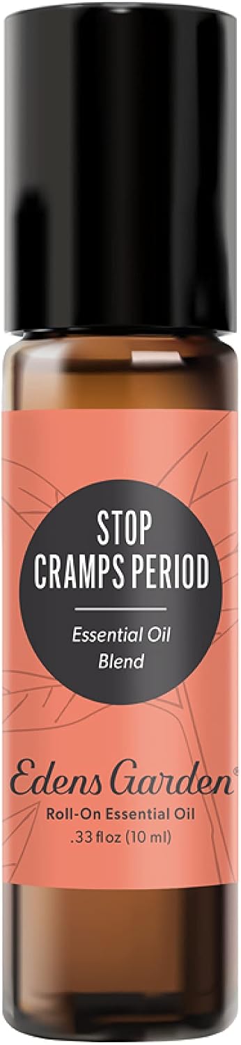Edens Garden Stop Cramps Period Essential Oil Roll-On Blend- 100% Pure Premium Grade, Natural, Therapeutic, Aromatherapy, Kid & Skin Safe, The Best for Body, Comfort Pre-Diluted 10 ml (.33 fl oz)