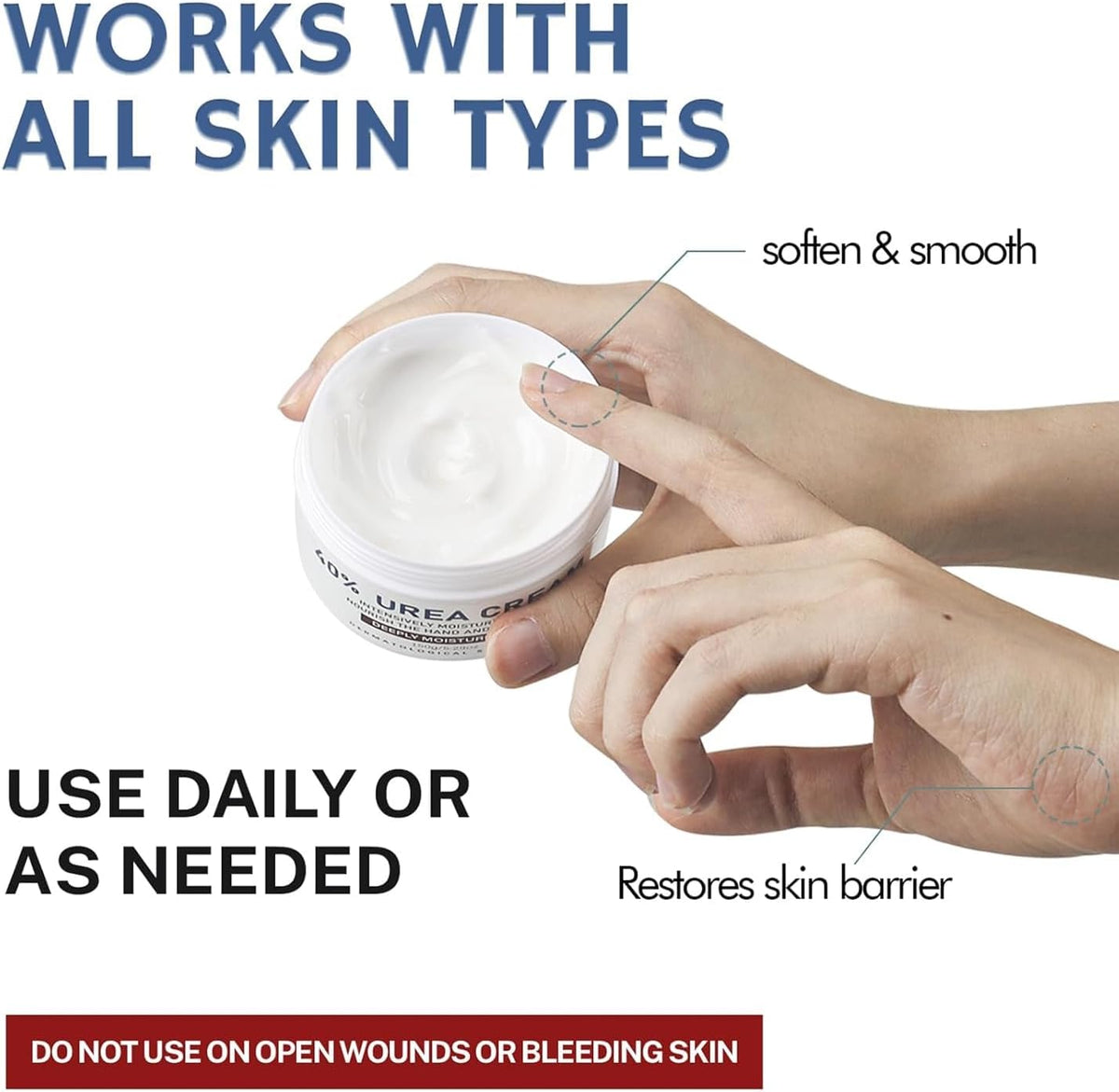 Urea Cream 40%, Keratolytic Foot Cream for Dry Cracked Heels, Feet, Knees, Elbows, Hands, Cuticle, Callus Remover, Skin Barrier Repair