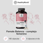 HealthyWorld Female Balance - Hormone Balance - Female Complex - Menstrual Cycle Support - 180 Vegetable Capsules - 12 Active Ingredients - With Vitamins and Minerals