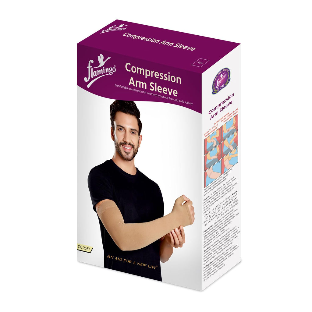 Flamingo Medical Compression Arm Sleeve | Lymphatic Support | Hand Sleeve | Lympedema Arm Sleeve | Hand Swelling | Medical Arm sleeve
