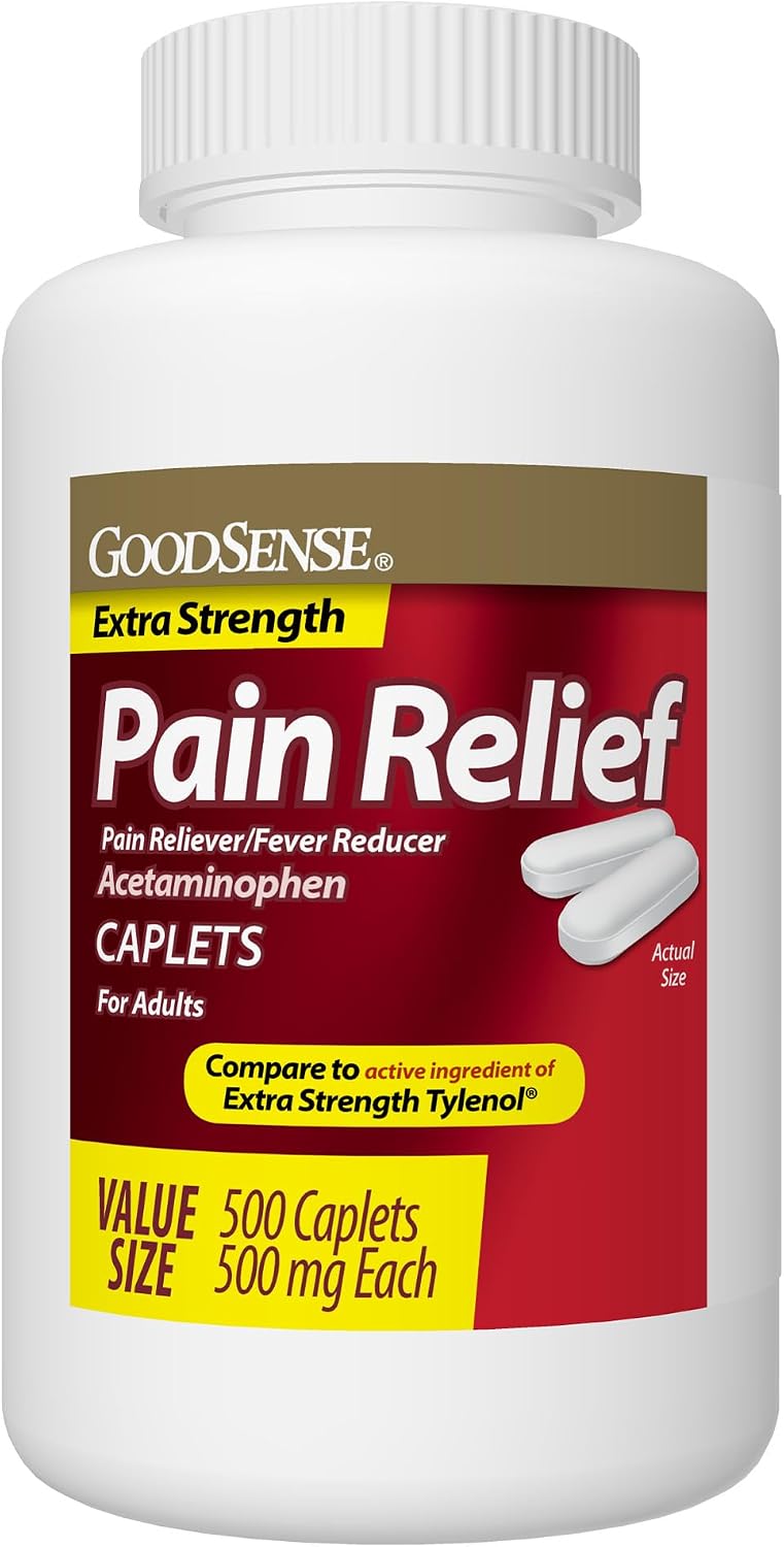 GoodSense Extra Strength Pain Relief, Acetaminophen Caplets, 500 mg, 500 Count
