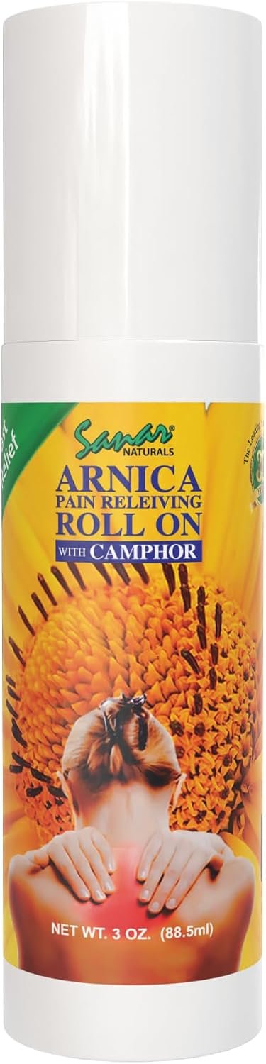 Sanar Naturals Arnica Gel Roll On, Menthol Muscle & Joint Pain Relief, 3 oz | Fast-Acting Cooling Gel, Muscle & Joint Pain Relief, Arnica Montana, Menthol & Camphor, Non-Greasy Roll-On, 3 oz