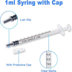12pack 1ml Syringes Without Needle Plastic for Liquid, Measuring, Ink Refilling, Oil, Liquids Glue Applicator, With Cap