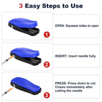 Needle Clipper for Insulin Syringe, Portable Sharps Container for Disposal Sharps, Compatible with 23-34Ga Syringe Needle, Fit Home and Travel (2, Blue)