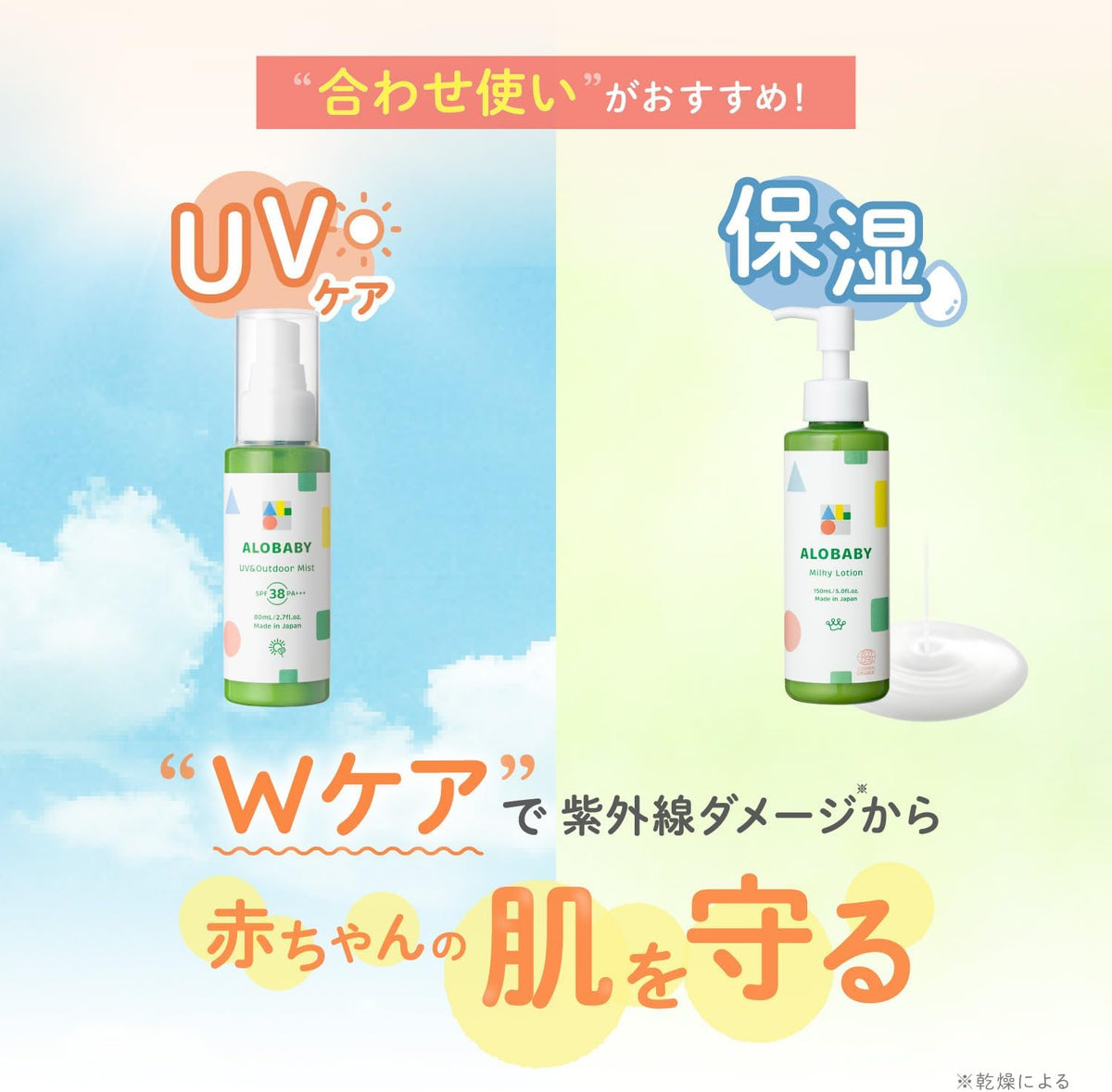 ALOBABY UV Skin Care Moisturizers Organic Large Pack 80ml 380ml