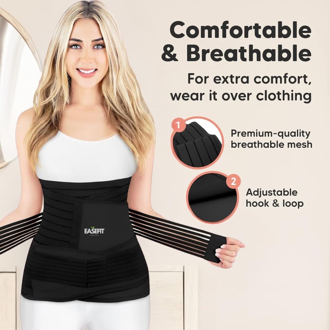 Postpartum Belly Belt for Women - 3 in 1 Tummy Tucker | Waist, Pelvis & Back Support | Fat Slimming Shapewear After Delivery & C-Section | Adjustable Fit 30-46” (Made in India)