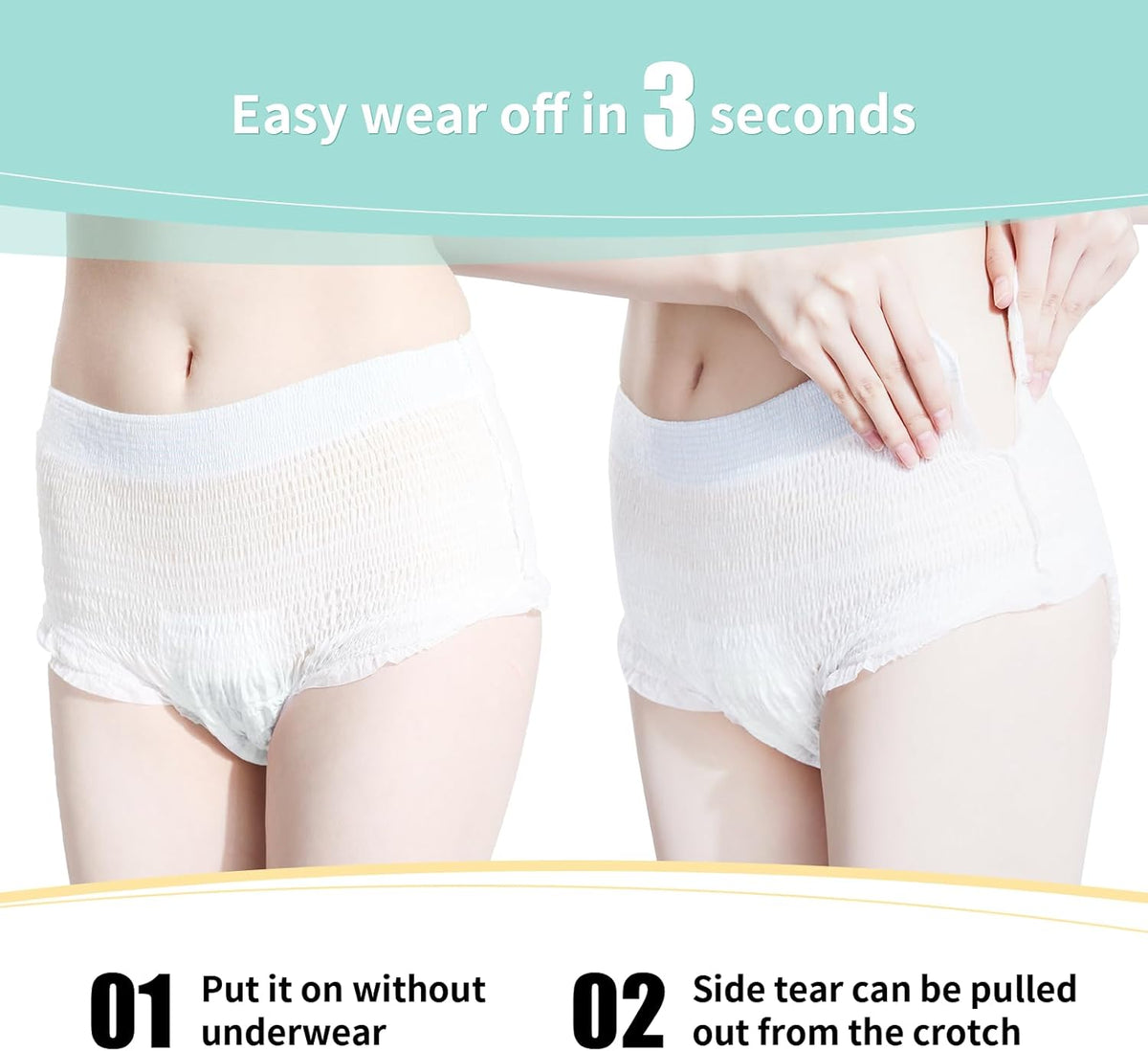 Disposable Period Underwear for Women S/M, 360° Leak Proof Period Panties for Heavy Flow, Overnight Postpartum and Incontinence, Odor Control, Breathable, Comfortable & Secure, 6 Count