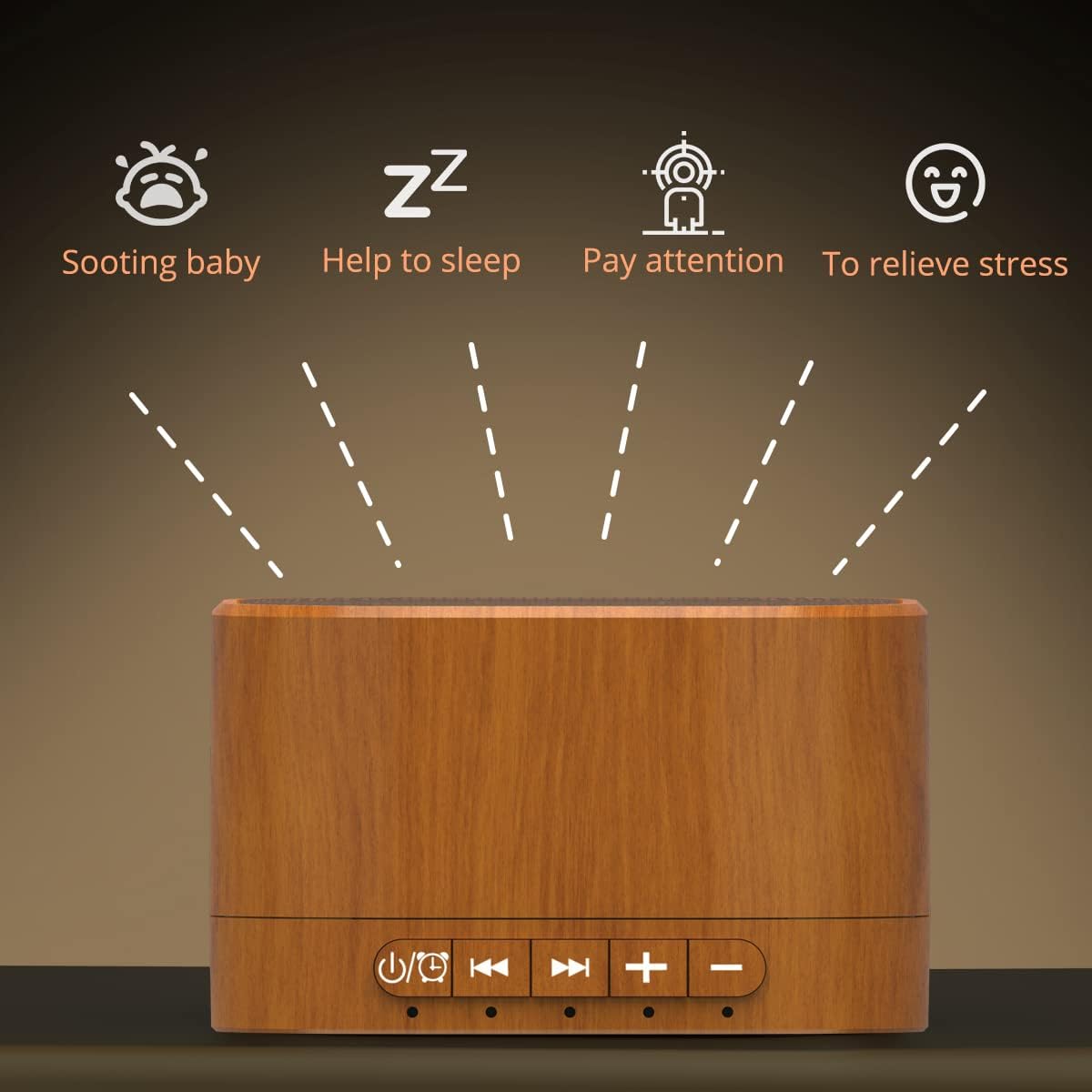 White Noise Machine plug-in Sound Machine with 20 Non Looping Natural Soothing Sounds and Memory Function Sleep Timer Sleep Machine with Sleep Therapy for Baby Kids Adults-New Wood Grain Added in 2025