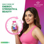 Mankind Health OK Women Multivitamin 30 Tablets – Strawberry Flavour, Pure Vegetarian, 19+ Essential Vitamins & Minerals with Biotin & Ginseng | Hair Skin Nails, Energy & Bone Health Support