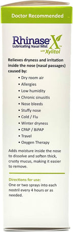 Rhinase X Lubricating Nasal Mist Spray with Xylitol | Long Lasting Symptom Relief from Nasal Dryness | Less Sneezing, Itchiness, Nasal drip and Congestion