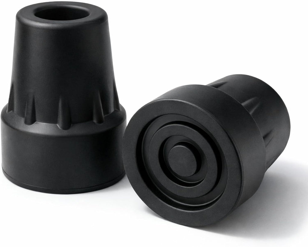 Vive Cane Tips (Set of 2) - Heavy Duty 3/4 inch Replacement Rubber Foot | Black Attachment Base Grip - Accessories for Walking and Standing Stick - Durable End for Women, Men, Seniors, Elderly