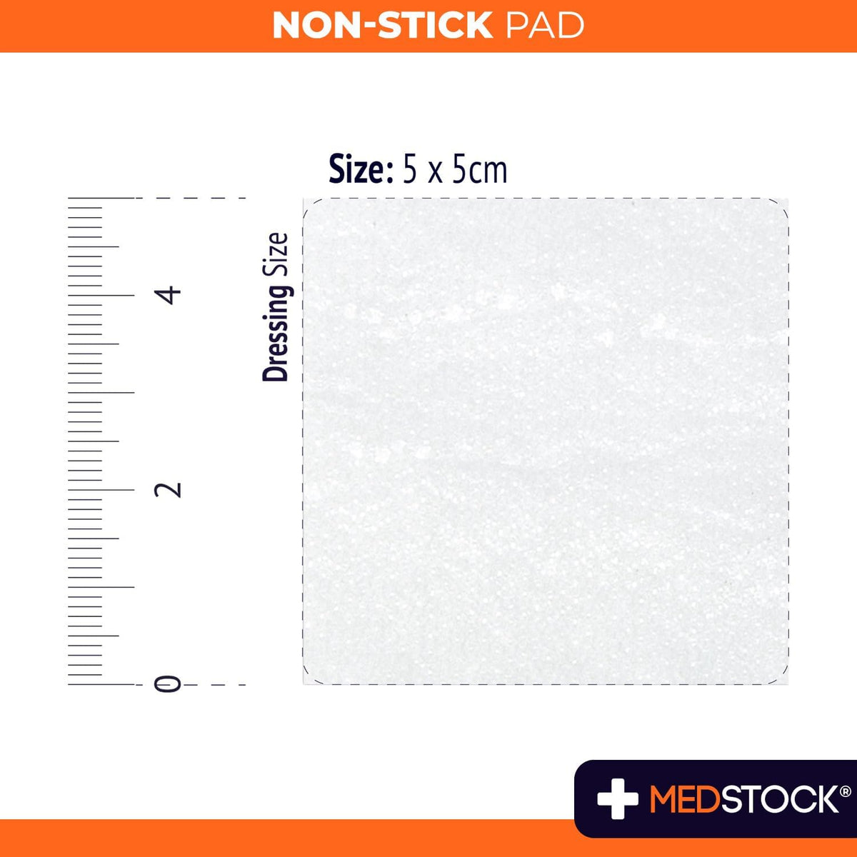 MEDSTOCK Non-Stick Pad, 5CM X 5CM, 50 Count, Gauze Pad Dressing, Non-Stick Wound Care, Surgical Grade, Fragile Tissue Protection, High Absorption, Porous Film Skin Contact Layer, Non Woven Fabric