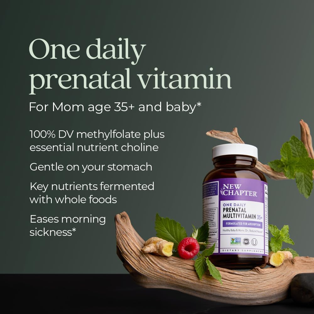 New Chapter One Daily Prenatal Multivitamin 35+, 90 Count | Enhanced Formula with Methylfolate and Choline for Healthy Mom and Baby, Gluten Free and Non-GMO, Made for Ages 35+