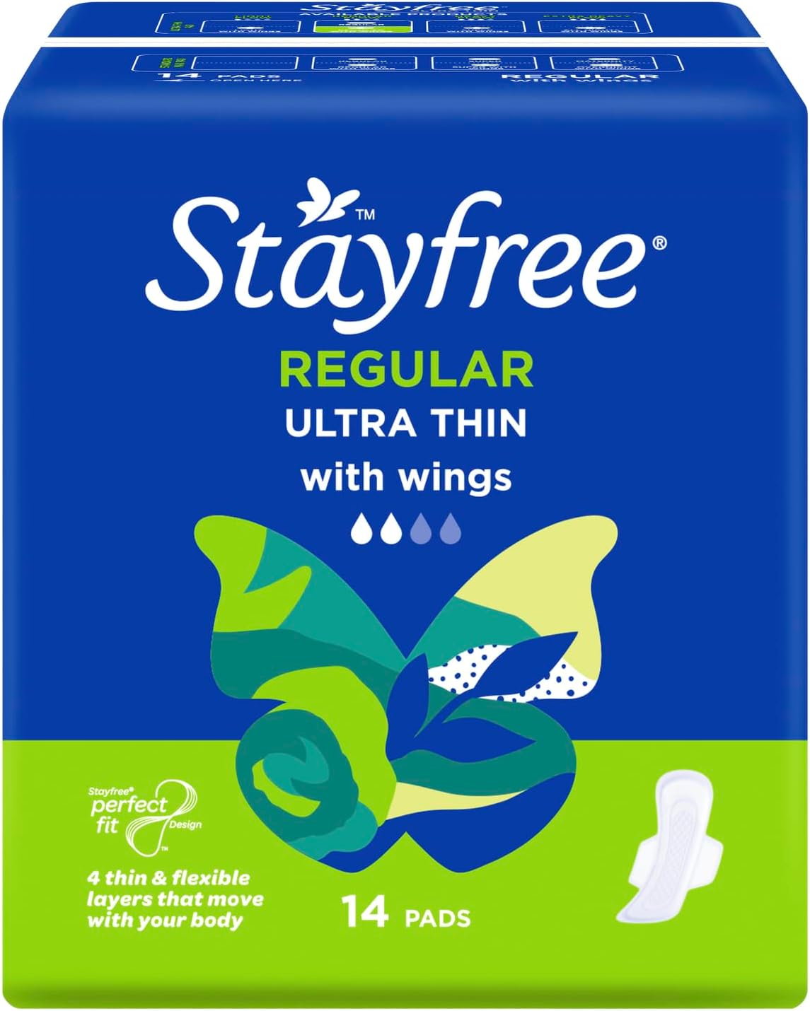 Stayfree Ultra Thin Regular Pads With Wings 14 Pack