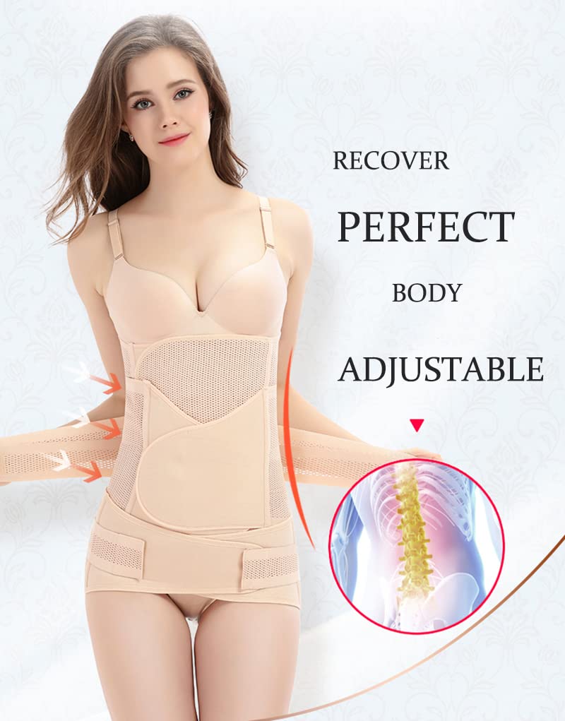 Sunkizzrs® 3-In-1 Postpartum Belly Band Post Pregnancy Abdominal Belt For Women After Birth Belly/Waist/Pelvis Wrap Postnatal Shapewear (Fit from 25 Inch to 38 Inches of Waist) (L)