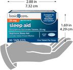 Amazon Basic Care Nighttime Sleep Aid Tablets for Adults, Doxylamine Succinate 25 mg, 96 Count