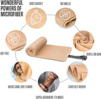 VENTURE 4TH Quick Dry Microfiber Towel for Camping & Gym - Beige Large | Lightweight, absorbs 7x more than cotton, dries fast & resists odor. Packable Travel Towel with tear-resistant carry bag.