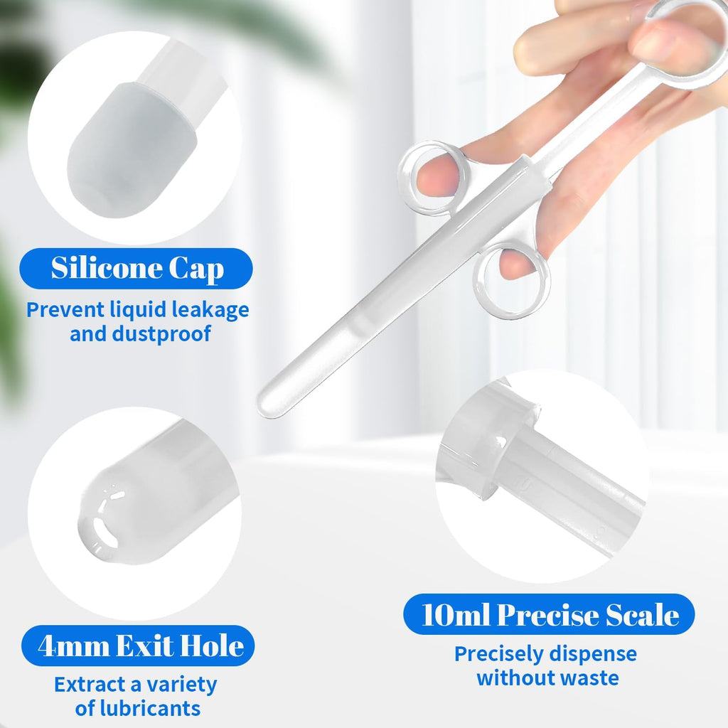 2 Lube Applicators with Soft Rounded Tip | Reusable Applicators for Men, Women and Couples (White)