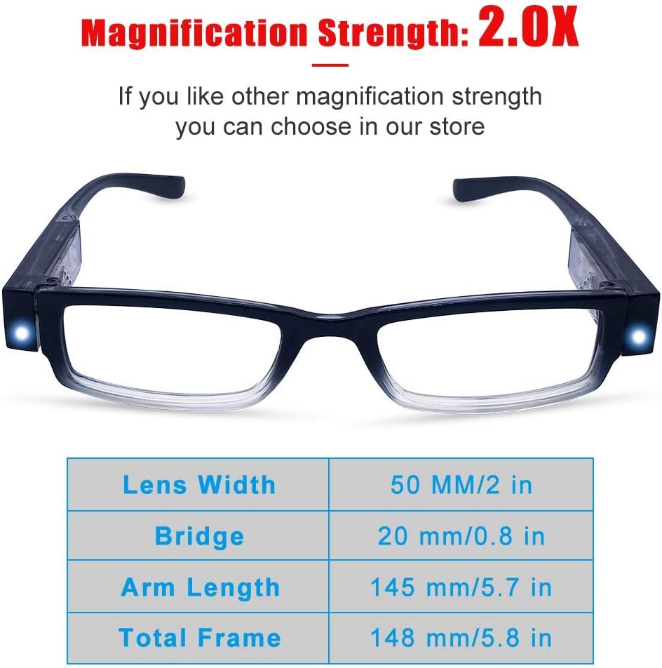 3 Pack Reading Glasses with Lights and Magnifier Reading Glasses with Lights in The Frame Bright Led Readers Magnifying Glass with Light for Men Women Led Readers Eyeglasses+1.5