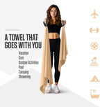 VENTURE 4TH Quick Dry Microfiber Towel for Camping & Gym - Beige Large | Lightweight, absorbs 7x more than cotton, dries fast & resists odor. Packable Travel Towel with tear-resistant carry bag.
