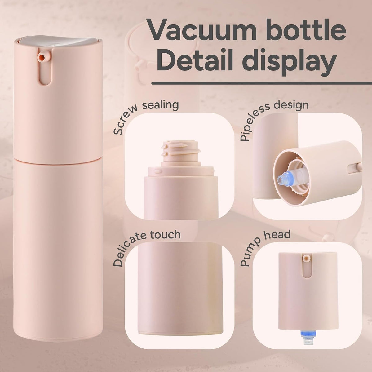Lulupack Airless Pump Bottles Travel Size, 1 oz 3 PCS Refillable Container