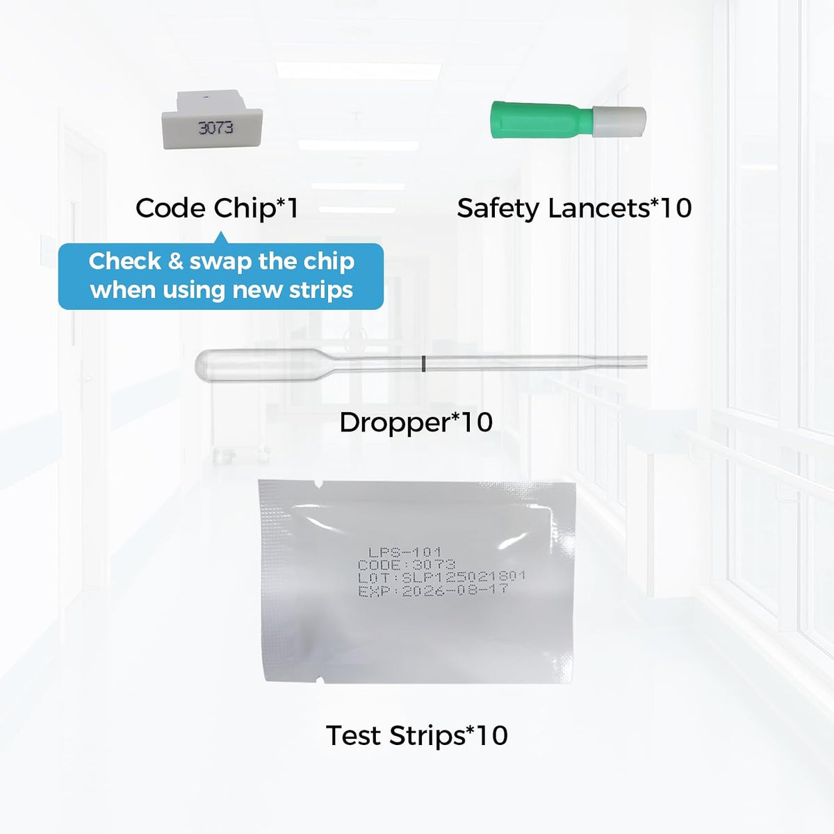 10 Cholesterol Strips for HSLPM102 Meter, Analyzer Not Included | Capillary blood 4-in-1 lipid panel refills with individual lancets and droppers for home wellness tracking