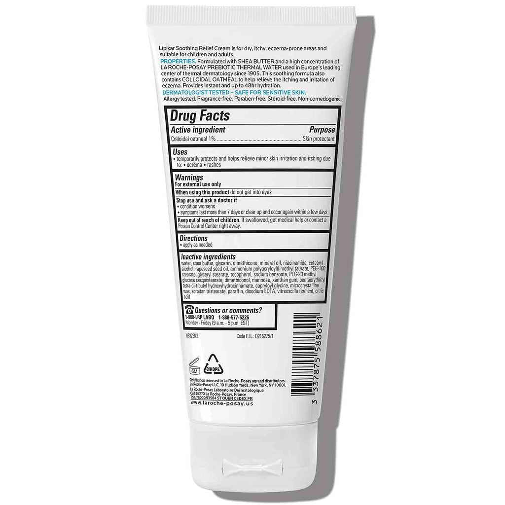 La Roche-Posay Lipikar Soothing Relief Eczema Cream, Sensitive Skin 6.8oz | Face & body lotion for eczema, dry, sensitive skin with colloidal oatmeal. Soothes and relieves irritation.
