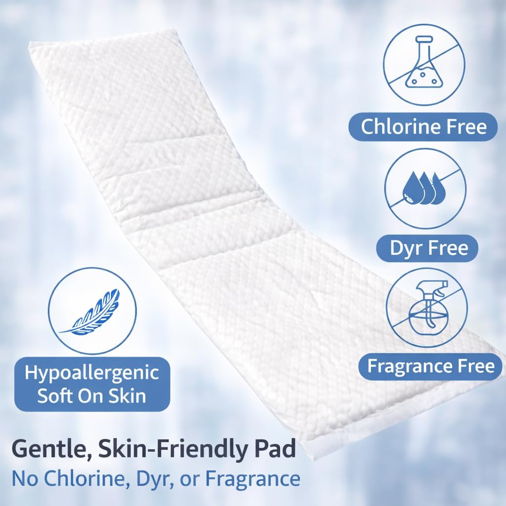 40 Extra Large Super-Absorbent Contoured Pad Liners - 7"X14" - Incontinence Liners - Postpartum Maternity Pad (40 Pack)