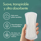 100% Organic Cotton Panty Liners - Hypoallergenic and Breathable - Protection for Light Flow and Daily Use - Non-Toxic, Made in Europe