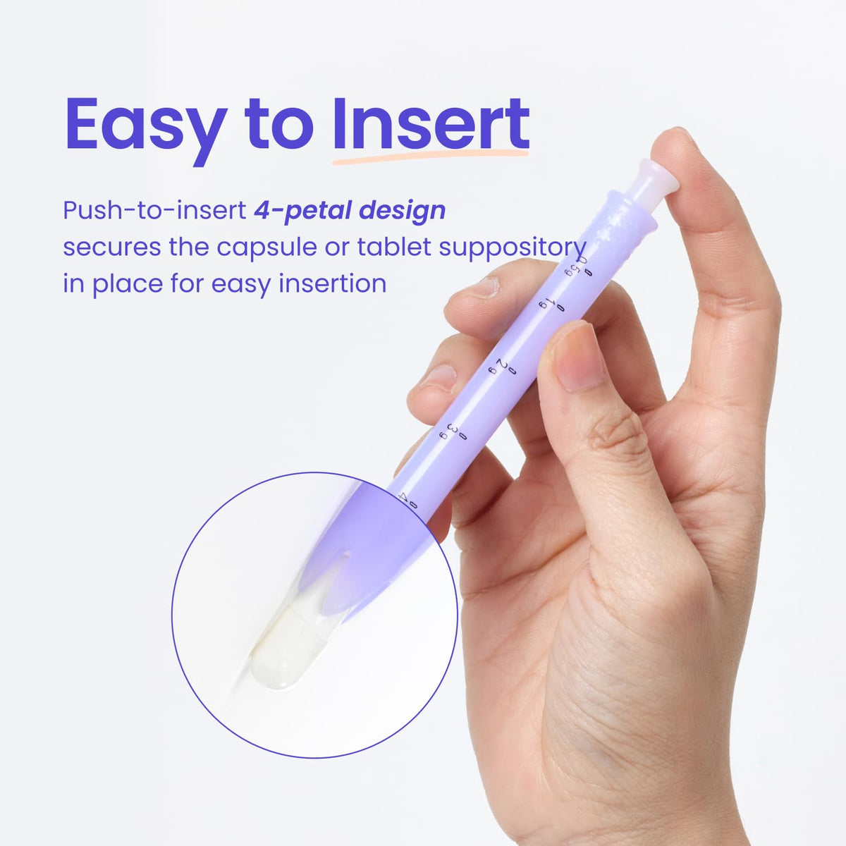 VWELL MaxComfort Tapered Vaginal Rectal Suppository Applicator Fits Most Prescription Capsule, Tablet, Pill, Gel, Cream (Universal)