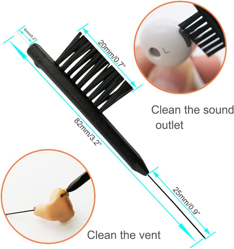 8 Pieces Hearing aid Amplifier Cleaning Tools, Earbuds/Headphones Cleaner Brush Kits with case | Hearing Amplifier cleaner brush for hearing aids, earbuds and headphones; 8-in-1 hearing aid cleaning kit;