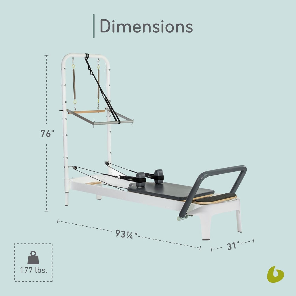Balanced Body Allegro 2 Pilates Reformer, Pilates Exercise Equipment, Workout Equipment for Home or Studio, Storm Gray