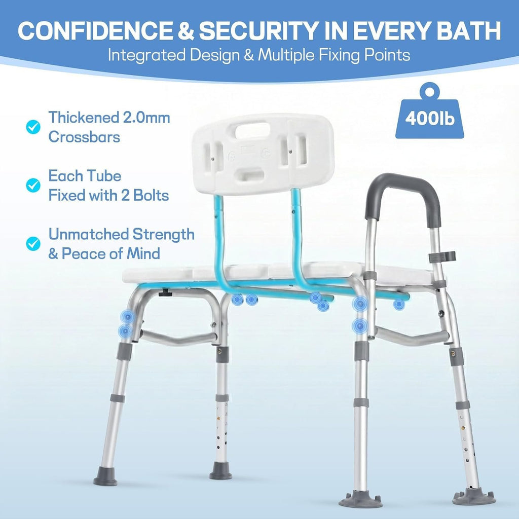 TABEKE Tub Transfer Bench & Shower Chair for Bathtub, Elderly & Disabled