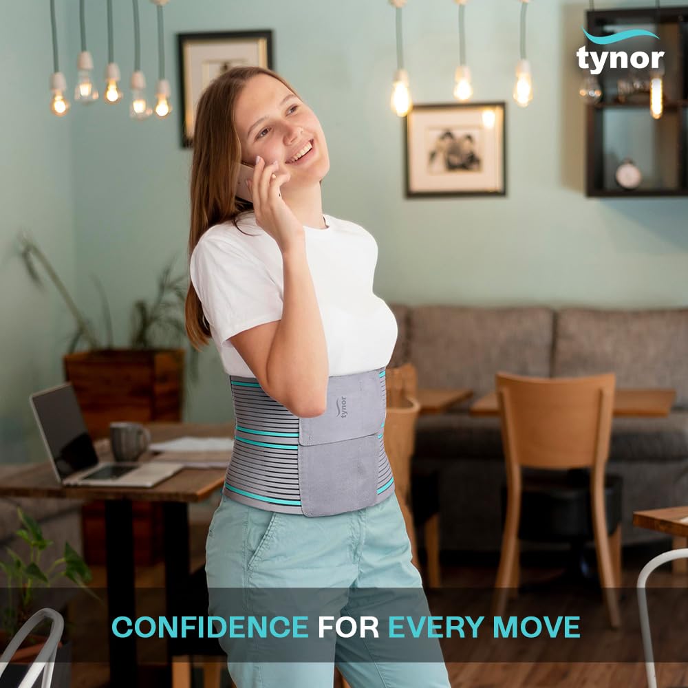 TYNOR Abdominal Belt, Grey, Large, 1 Unit