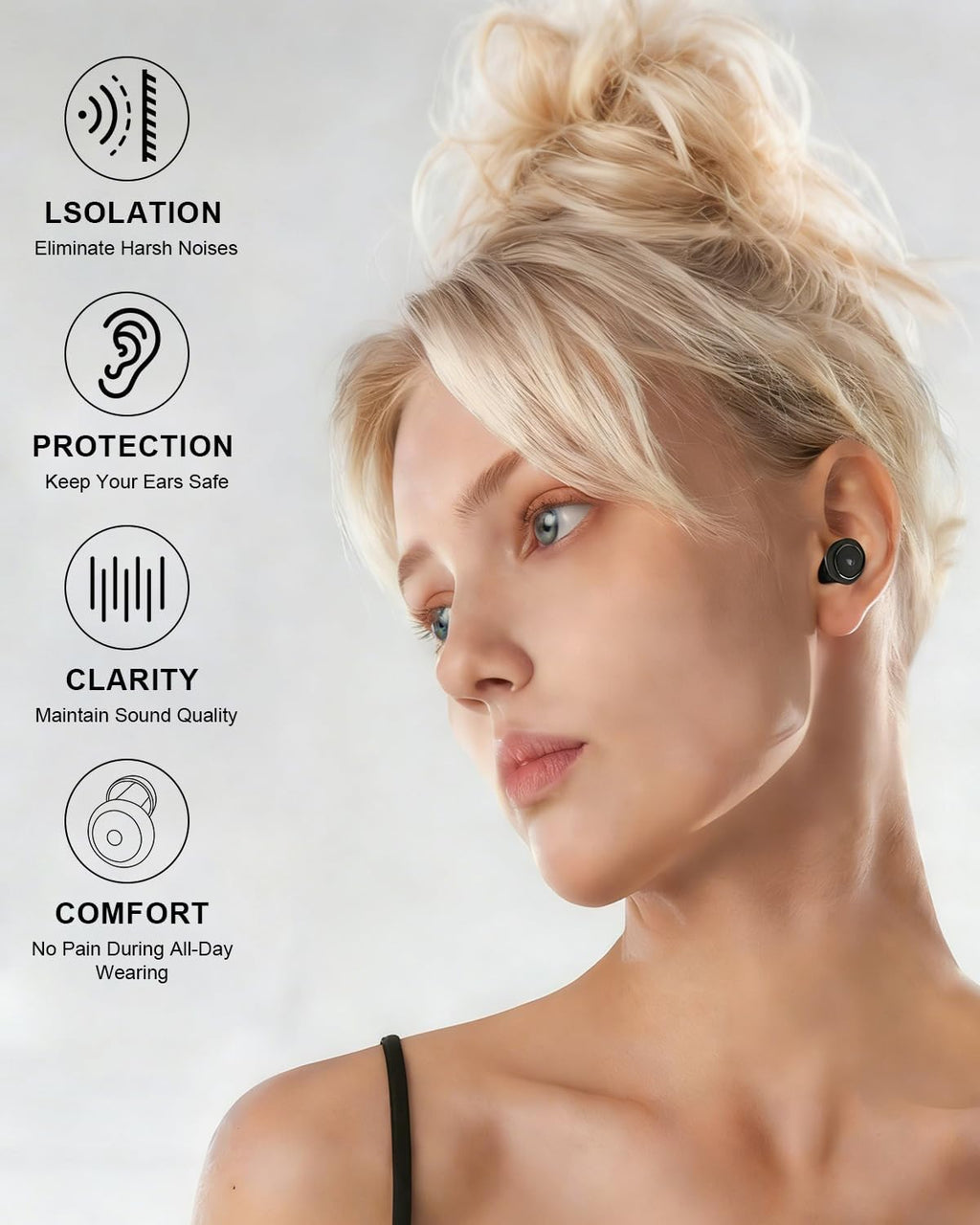 Noise Cancelling Ear Plugs for Sleeping, Adjustable Concert Earplugs for Hearing Protection with 8 PCS Soft Silicone Reusable 35 db Earplugs for Work Snoring Blocking with Portable Travel Case