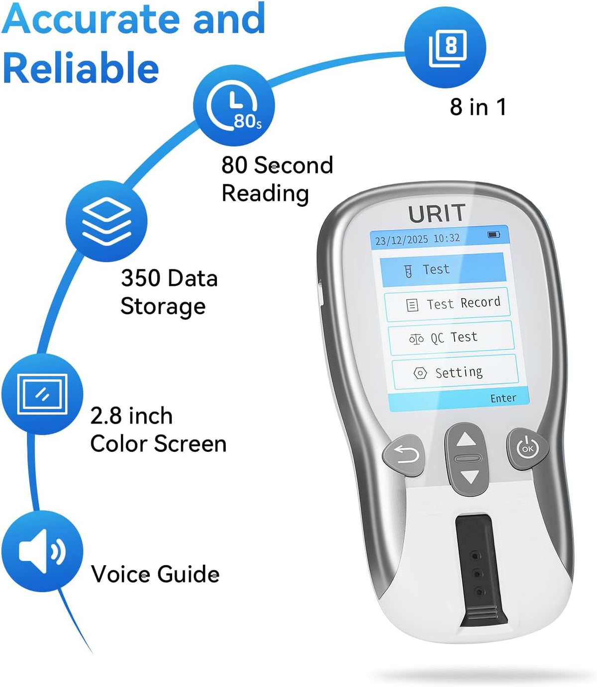 Home Cholesterol Test Kit, 8 in 1 Cholesterol Test Kit with 10 Test Strips for Home Use