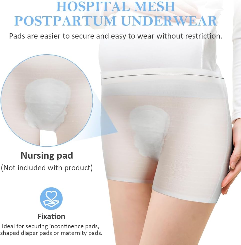ACWOO Disposable Postpartum Panties – Set of 10 Mesh Panties for Maternity and Recovery, Underwear with Elastic Fabric