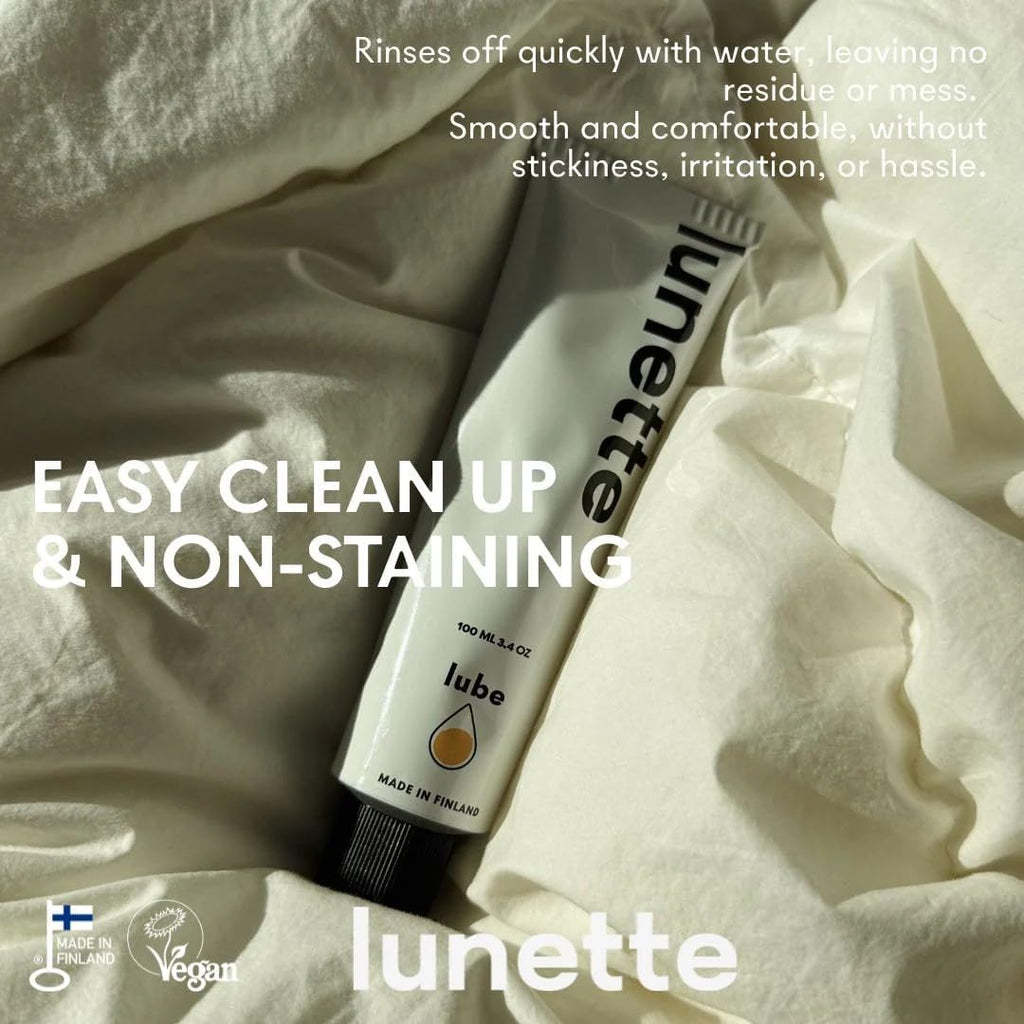 Lunette Water-Based Lube pH Balanced Personal Lubricant for Men, Women & Couples - Vaginal & Anal Lube, Easy Clean-Up, Toy Friendly, Condom Safe, lubricant for Menstrual Cups, Discs, 100ml 3.4 Fl Oz