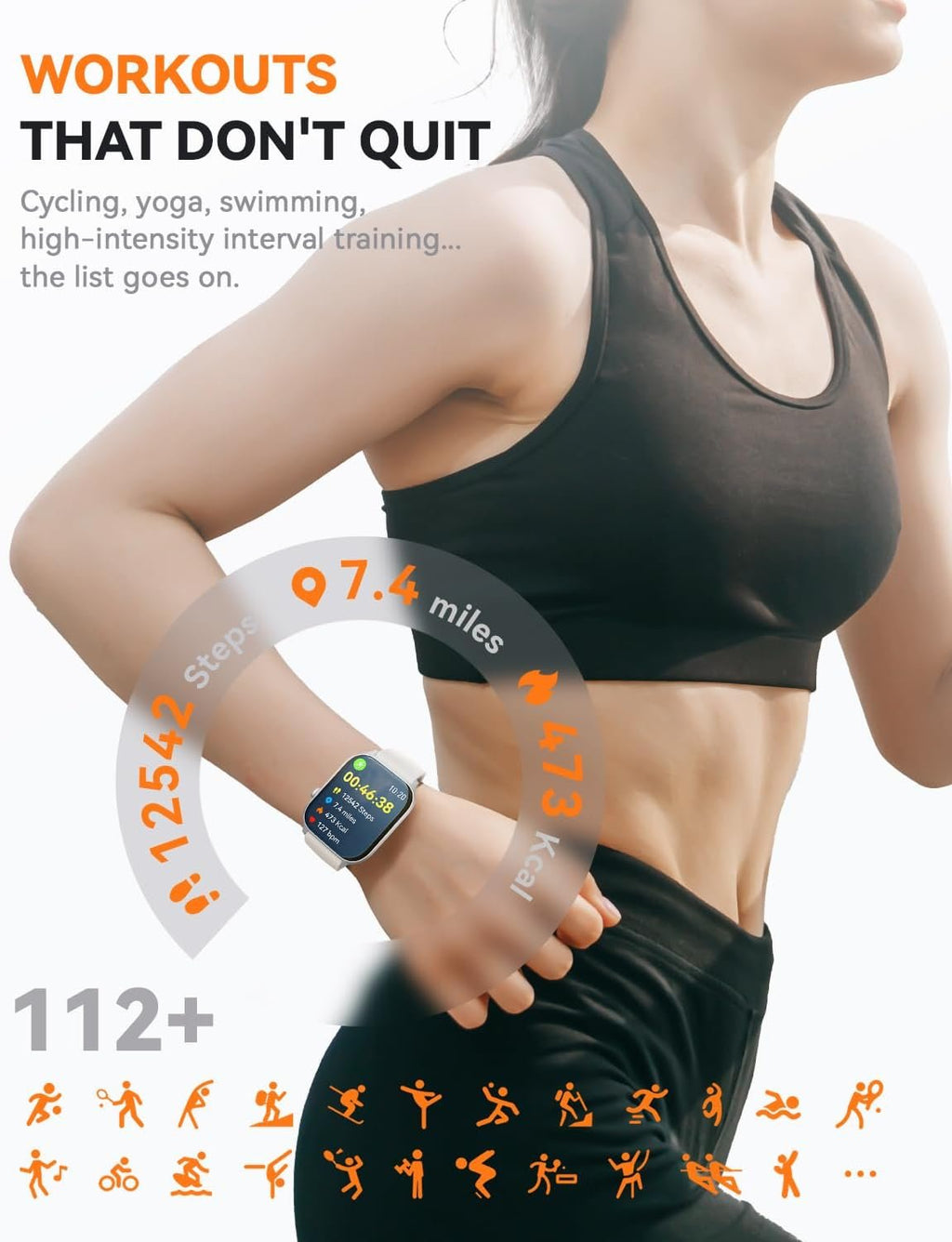 Smart Watches for Women Men, Fitness Tracker Watch with 110 Sports Modes, Step Counter/Sleep Monitor/Pedometer, IP68 Waterproof, Bluetooth Call & Music Control Smartwatch for iPhone/Android,Starlight