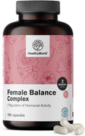 HealthyWorld Female Balance - Hormone Balance - Female Complex - Menstrual Cycle Support - 180 Vegetable Capsules - 12 Active Ingredients - With Vitamins and Minerals