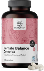 HealthyWorld Female Balance - Hormone Balance - Female Complex - Menstrual Cycle Support - 180 Vegetable Capsules - 12 Active Ingredients - With Vitamins and Minerals