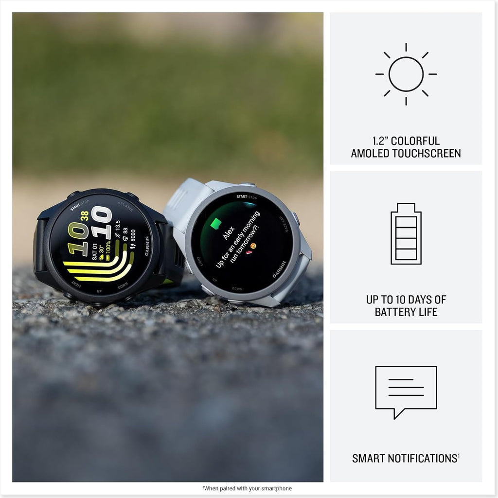 Garmin Forerunner® 170, GPS Running Smartwatch, Advanced Training Metrics and Recovery Insights, Black with Black/Amp Yellow Band
