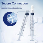 3mL Luer Lock Syringe (No Needle) - Sterile, Individually Wrapped - Pack of 30, Accurate Liquid Measurement, Leak-Proof Design