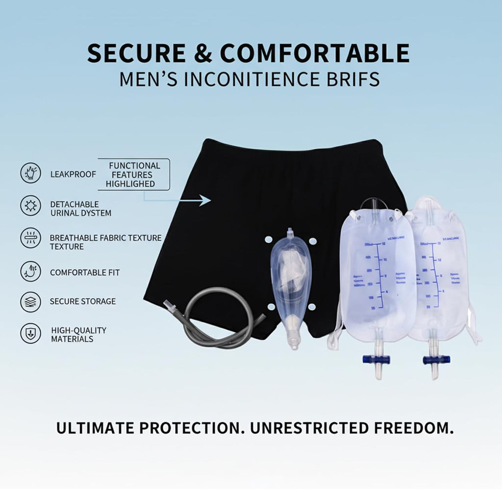 Male Urinal System with Leg Bag, Incontinence Device for Men with Comfortable Silicone Outer Catheter M..