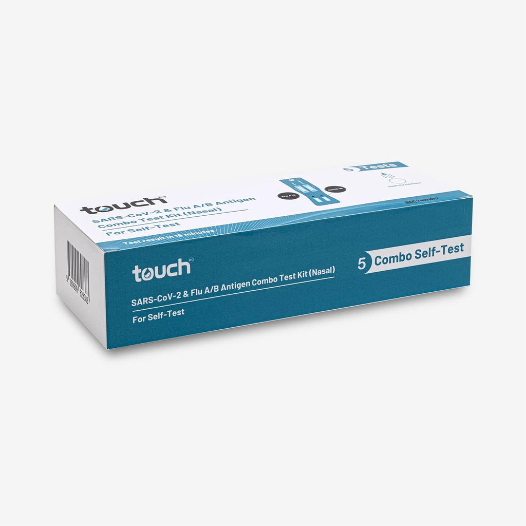 "TOUCHBIO 5 PACK COVID-19 & Flu A/B Rapid Antigen Combo Test - Accurate Results in Minutes - Easy to Use - Perfect for Home and Professional Use