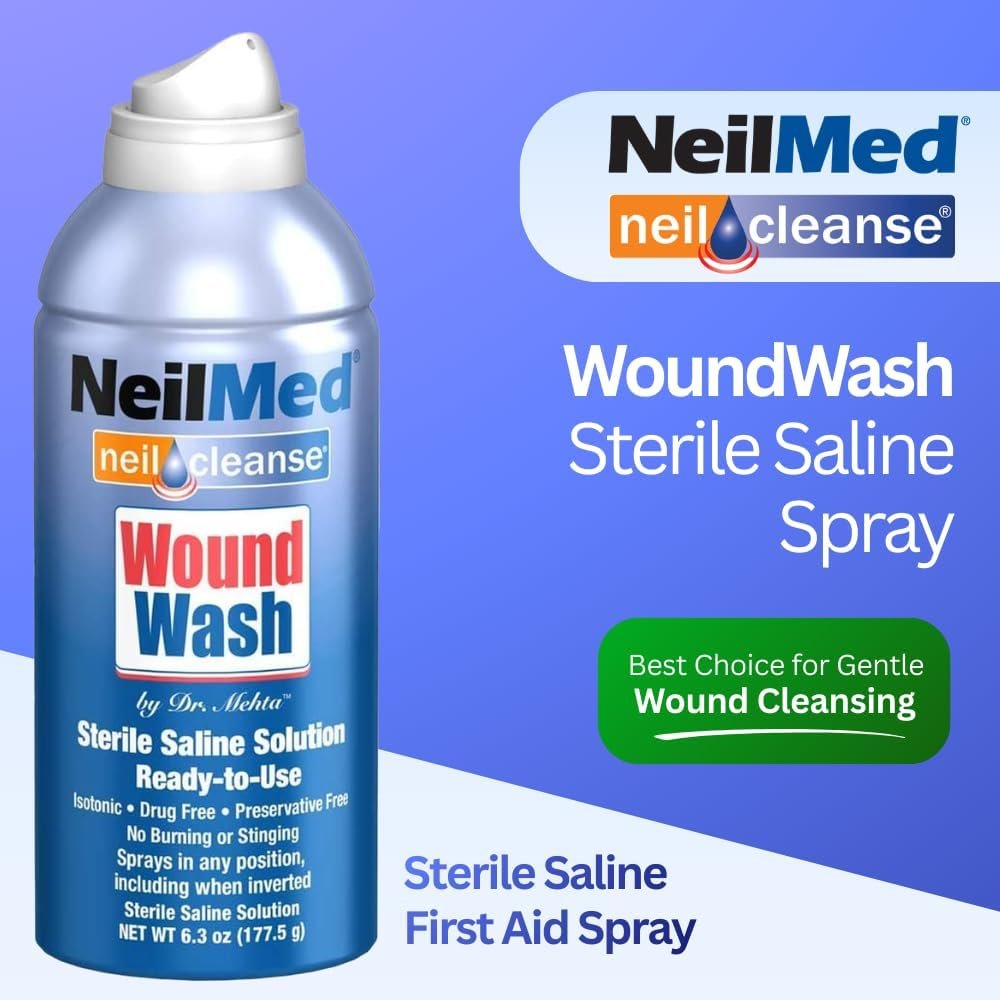 NeilMed Cleanse Sterile Saline Wound Wash, 6.3 Ounce
