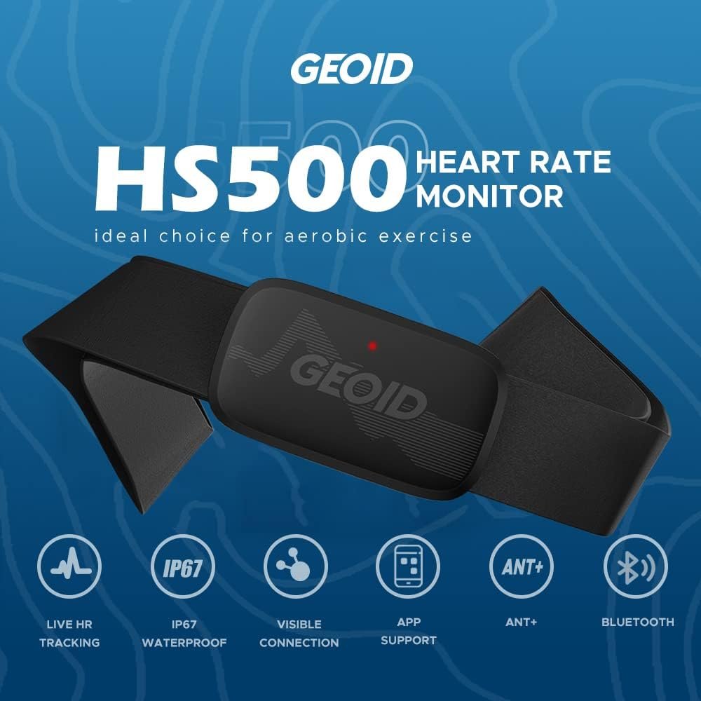 HS500 Heart Rate Monitor, Heart Rate Sensor Chest Strap, Protocol ANT+/Bluetooth, 800h Battery, IP67 Waterproof, Compatible with iOS/Android APPs