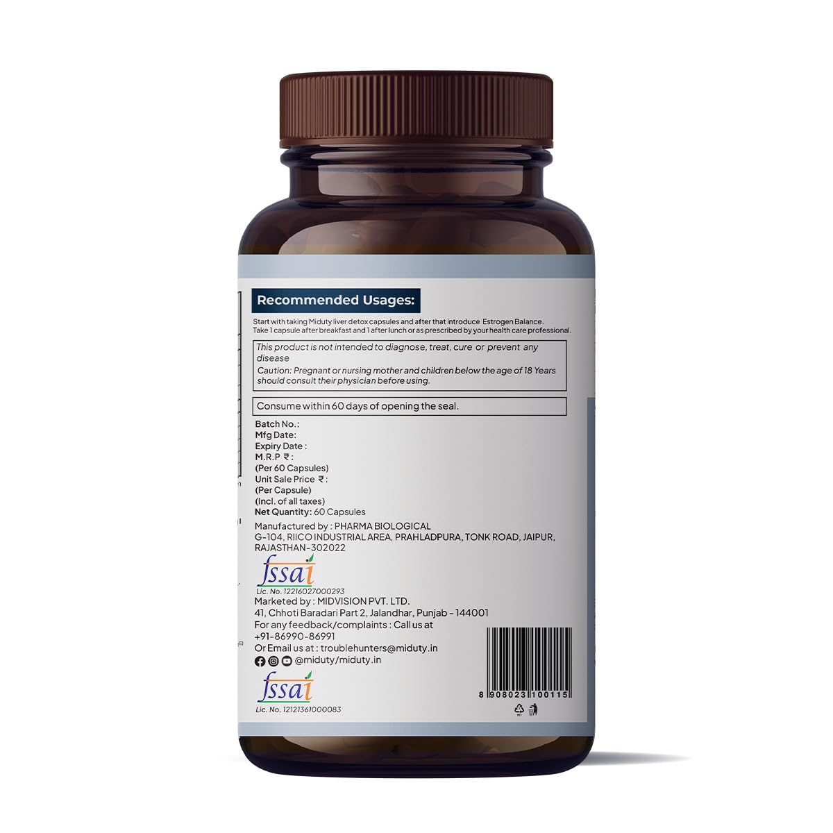 Miduty Estrogen Balance Supplement For Women | Helps in Period & PMS - 60 Capsules