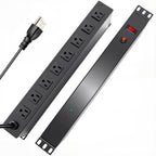 8 Outlet 1U Rack Mount PDU Power Strip 2000J Surge