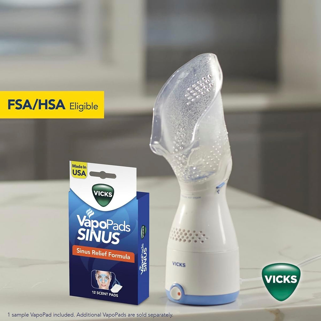 Vicks Sinus Inhaler for Sinus Relief, Works with VapoPads (1 Included) | Plug-in Non-Medicated Steam Inhaler for Allergies, Congestion & Colds, Vocal Steamer, Soothes Nasal & Throat Passages